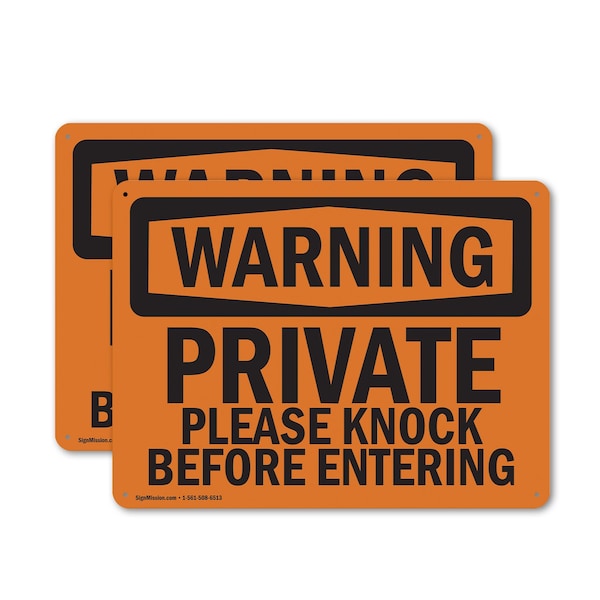 Signmission Private Please Knock Before Entering OSHA Warning Sign, Plastic, 10in W x 7in L, 2PK OS-2PACK-WS-P-710-L-12347 - main
